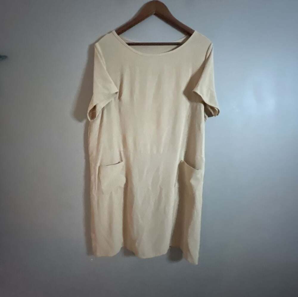 Unbranded Women's Short Sleeve Casual Shift Midi Dress with Side Pockets